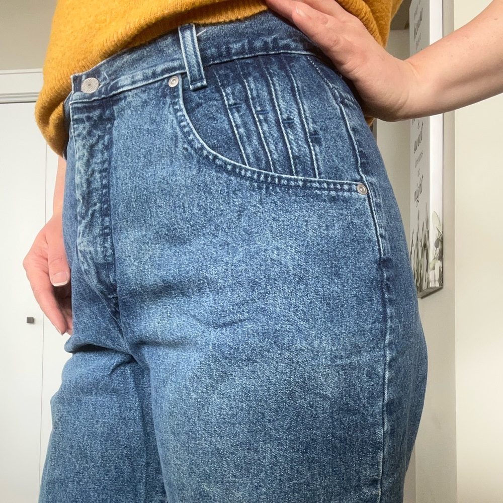 Vintage French Dressing Pleated Pocket Waist Snatched Ultra High Rise Mom Jean